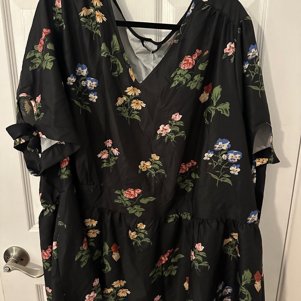 BloomChic Black Dress with Floral Accents - Picture 2 of 6